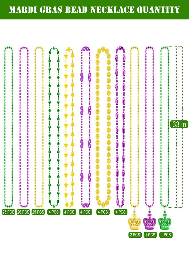 EOBOH 100PCS Mardi Gras Accessories, 11 Kinds Mardi Gras Beads Coins Mask Shape Necklace, Metallic Green Purple Gold Beads Parade Throw Costumes, Festival Carnivals Celebration Events Party Throws Supplies - Image 2